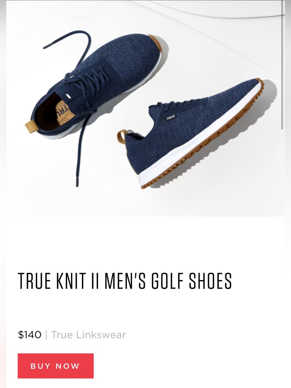 True Linkswear Knit II Lightweight Golf Sneakers Shoes W 11 M 9 Navy Gum Sole
